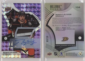 2021-22 Allure Purple Diamond /10 Benoit-Olivier Groulx RPA Rookie Patch Auto RC
