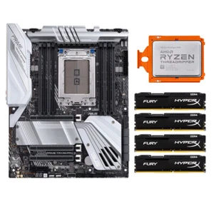 AMD 3960X CPU + ASUS Prime TRX40-Pro Motherboard + 4x Kingston 16GB 3200MHz RAMs - Picture 1 of 5