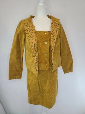 Vintage 60s 70s Corduroy 3 Piece Skirt Suit Set - Image 1 of 4