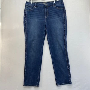 Chicos So Slimming Blue Stretch Jeans Womens Size 2.5 studded 38x30 - Picture 1 of 11
