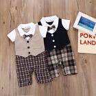 Newborn Baby Boys Girl Outfit Short Sleeve Button Jumpsuit Suit Playsuit Clothes