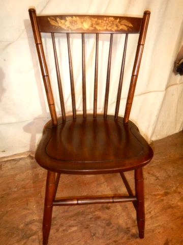 Vtg L. HITCHCOCK Dining Chair  Gold Stenciling Fall Harvest Cover