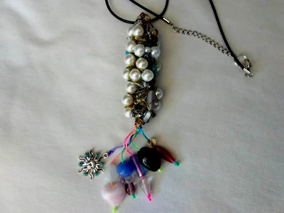 Women Chunky Tassel  Necklace Mixed  Beaded Charms  Boho Style 19" - Image 1 of 4