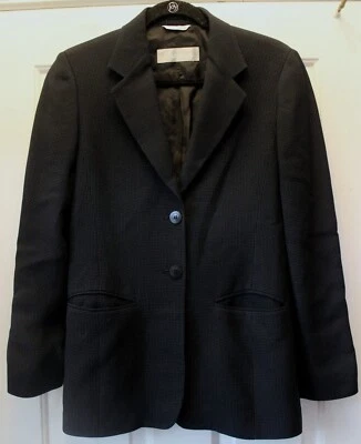 Max Mara Blazer Largo de Lujo Silencioso Negro Blanco Lunares Dos Botones Italia Ajustado Talla 6 Foto 1 de 4