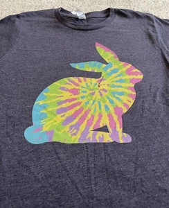 Youth Size Medium Blue Live and Tell Tie Dye Bunny Tee - Picture 1 of 7