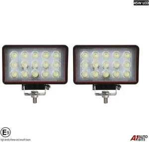 2X HQ 45w Led 6'' Rectangular Led Work Lights Lamp Lorry Tractor Offroad 2635 Lm - Picture 1 of 6