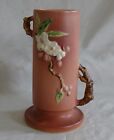 Roseville Apple Blossom Pink 387-9" 2 Handled Cylinder Vase