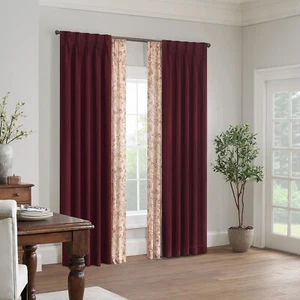Waverly 5 Pinch Pleat Light Filtering Rod Pocket 1 Panel 25 in x 84 in, Cabernet - Picture 1 of 1