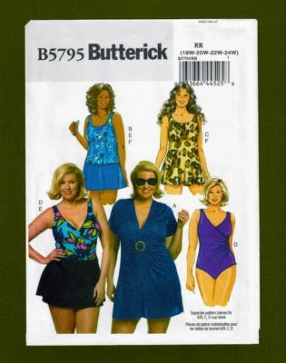 Swimsuit, Swimdress, Briefs Sewing Pattern (Plus Sizes 18W-24W) Butterick 5795 - Image 1 of 4