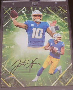 2024 Justin Herbert Fanatics Emanate Auto Green 01/99 LA Chargers First Print - Picture 1 of 3