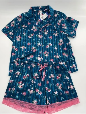 Juego de pijama de 2 piezas FN by Flora Nikrooz manga corta cuello muesca, NUEVO SIN ETIQUETAS GRANDE Foto 1 de 3