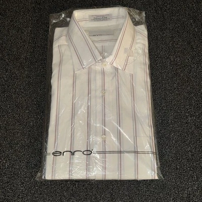 Camisa de vestir Enro años 80 grande 16-33 puntada única cuello extendido rayas rojas nueva con etiquetas Foto 1 de 4