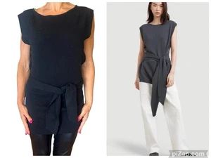 Moderno Suéter Citizen Deja Tejido Corbata Frontal Negro Sin Mangas Algodón Tejido Grande - Imagen 1 de 11