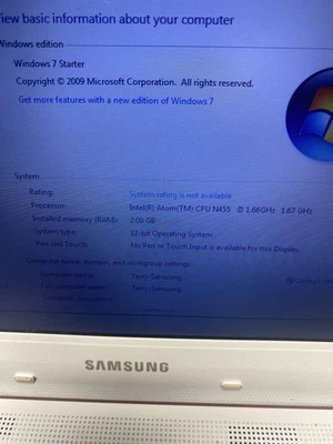 Samsung NF110 10'' Laptop Netbook Windows 7 spares or repairs  - Image 1 of 4