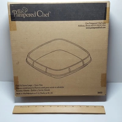 Sealed PAMPERED CHEF Cool & Serve LARGE OPEN TRAY #2602 - USA Made NOS - Image 1 of 4