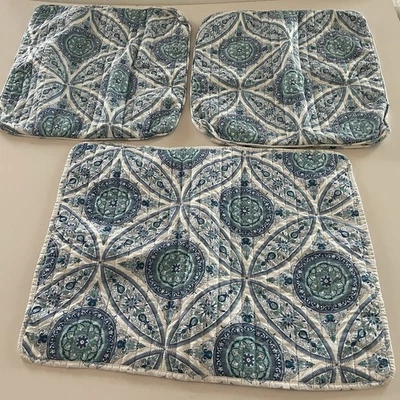 Conjunto de 3 fronhas de travesseiro Cynthia Rowley medalhão boho azul verde branco - Imagem 1 de 4