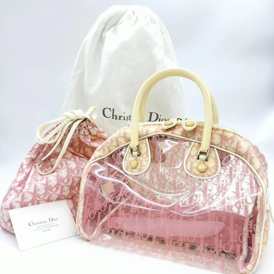 Christian Dior Trotter Tote in Pink Clear Vinyl Patent Leather Logo Pattern - Image 1 of 4