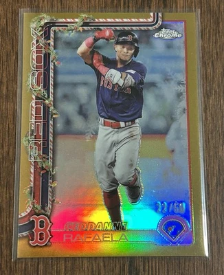 2025 Topps Holiday HC156 Ceddanne Rafaela True Gold Refractor /50 - Red Sox - Image 1 of 2
