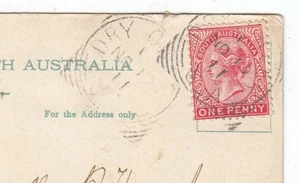 Matasellos de círculo cuadrado DRY CREEK Australia del Sur en postal antigua 1911 clasificación 4R - Imagen 1 de 3