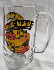 Taza de vidrio vintage 1982 Pac Man & Ghosts juego arcade taza cerveza Stein Bally Midway - Imagen 1 de 3