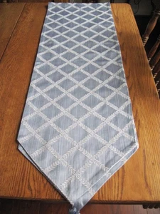 Lenox Laurel Leaf Table Runner Light Blue Aqua 83" x 13" - Picture 1 of 5