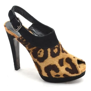Womens Stuart Weitzman Leopard Pony Hair Slingback Pumps 6 M High Heel Shoes - Picture 1 of 6