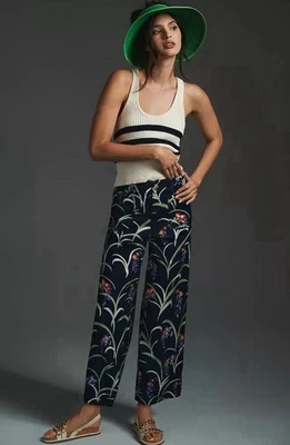 Anthropologie Maeve The Colette Pantalones Cortos Pierna Ancha Lino Floral Talla 29 Foto 1 de 4