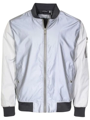 Chaqueta Calvin Klein Resistente al Agua Plateada/Blanca Para Hombre Tejida Cremallera Frontal Talla: XL Foto 1 de 4