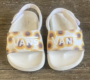 Limited Edition Girls Vans Toddler Sandals Size 5 Color White with Sunflowers - Picture 1 of 5
