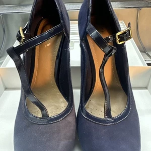 Zapatos Clarks Artisan Chorus Tempo Talla 8.5 M Correa T-Bar Azul Marino Gamuza - Imagen 1 de 12