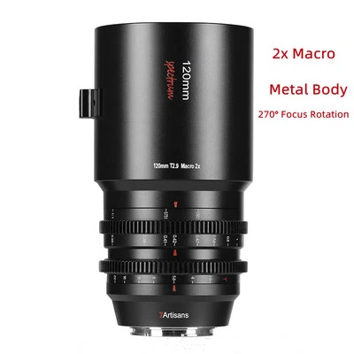 7artisans 120mm T2.9 Full Frame Macro 2x Cine Lens for Leica TL2 Sigma L Camera - Image 1 of 4