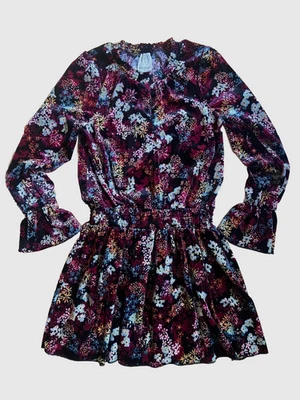 Vestido Floral Ella Moss Niñas Terciopelo Granate Borgoña Otoño, Vacaciones, Talla 10 Foto 1 de 4