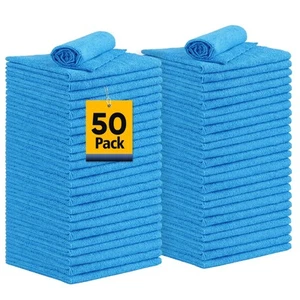 Shop Towels Rags 50 Pack Reusable Bulk Microfiber Cleaning Cloth Lint Free - Picture 1 of 3