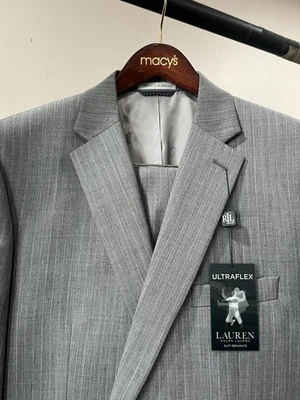 Lauren Ralph Lauren Men's Light Grey Wool Suit Coat 46L Pants 36Wx32L New w/Tags - Image 1 of 4