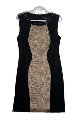 Vestido de renda preto Dressbarn Collection tamanho 12 sem mangas ampulheta lisonjeira - Imagem 1 de 4