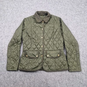Barbour giacca donna taglia UK 12 verde vintage tweed cappotto trapuntato country US 8 - Foto 1 di 11