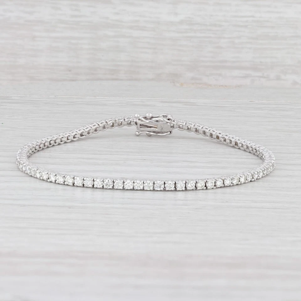 Nuevo Brazalete Tenis Diamante 2.50ctw VS2 Oro Blanco 14k 7" 2.4mm Cierre a Presión Foto 1 de 1