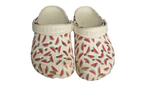 Crocs Niños/Juniors Blanco con Estampados de Malona Roja Talla 2/4 - Imagen 1 de 8