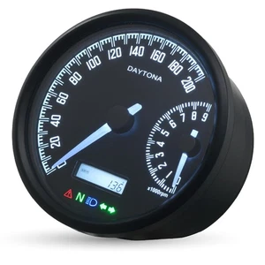 Daytona Velona Elektrischer Tachometer Drehzahlmesser Anzeige 200Km/h 80mm schwarz - Bild 1 von 6