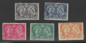 VICTORIA CANADA JUBILEE 1c, 2c, 3c, 5c, 8c (#51, 52, 53, 54, 56) MH CATS $244 - Imagen 1 de 2