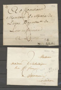 1817 et 1826 2 lettres Marques Linéaires 54 MUSILIAC MUZILLAC Superbe X3900 - Foto 1 di 2