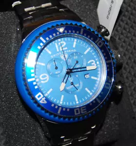 Swiss Legend 52mm Neptune Blue Dial Chronograph Stainless Steel Bracelet Watch - Picture 1 of 8