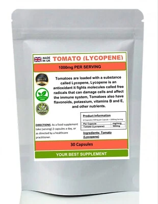 YOURBESTSUPPLEMENT Tomato Capsules 1000mg 100% Natural Lycopene (Pure no additives) High strength