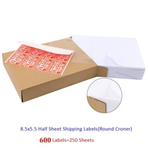 600 selbstklebende Adresse Versandetiketten 2 pro Blatt 8,5 x 5,5 abgerundet - Bild 1 von 7