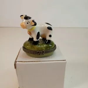 Holstein Mucca Cerniera Ceramica Portagioie Nuovo con Scatola NOS Nuovo Vecchio Stock - Foto 1 di 9