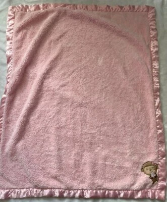 Carter's Child of Mine Plush Pink Dot Satin Monkey Cupcake Baby Girl Blanket - Image 1 of 4