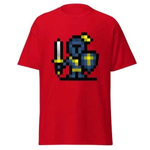Adult Unisex Retro Pixel Art Knight (Blue) T-Shirt - Picture 1 of 120