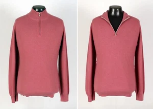 Brunello Cucinelli 100% Cashmere 1/2 Zip Sweater - Red - 2XL - 56 - $1350 Retail - Picture 1 of 19