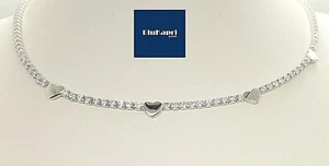 Collana GIROCOLLO donna in Argento 925 tennis CUORI zirconi bianchi - Foto 1 di 12