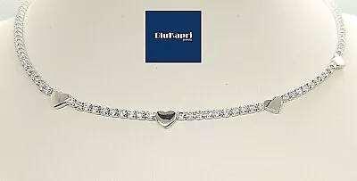 Collana GIROCOLLO donna in Argento 925 tennis CUORI zirconi bianchi - Immagine 1 di 4